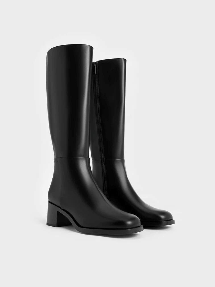 Charles & Keith Louise Block-Heel Knee-High Boots